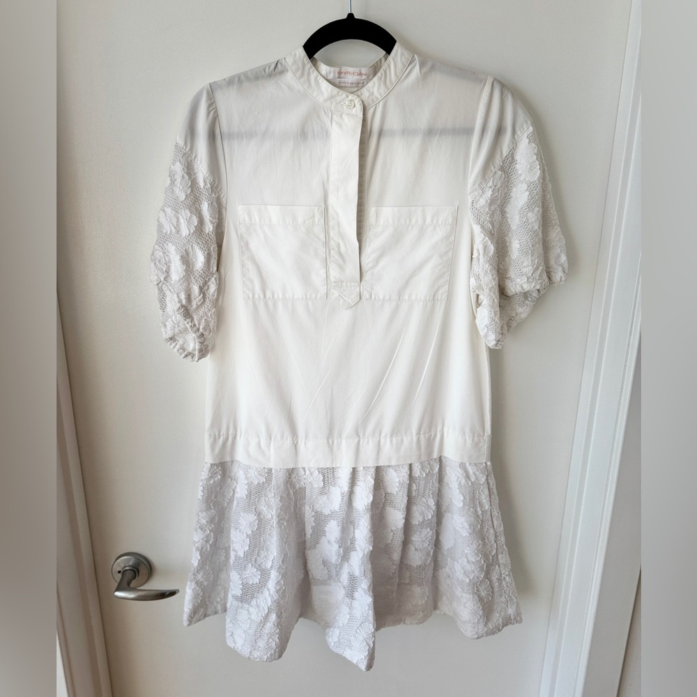 See By Chloe Poplin Dress | White Lace Size: 36 Or Small
